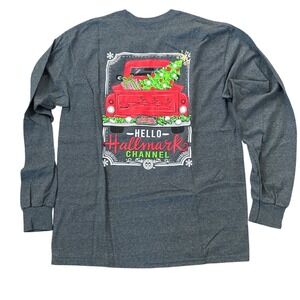 Long‎ Sleeve T-Shirt Hallmark Channel Red Truck Christmas Tree Size M